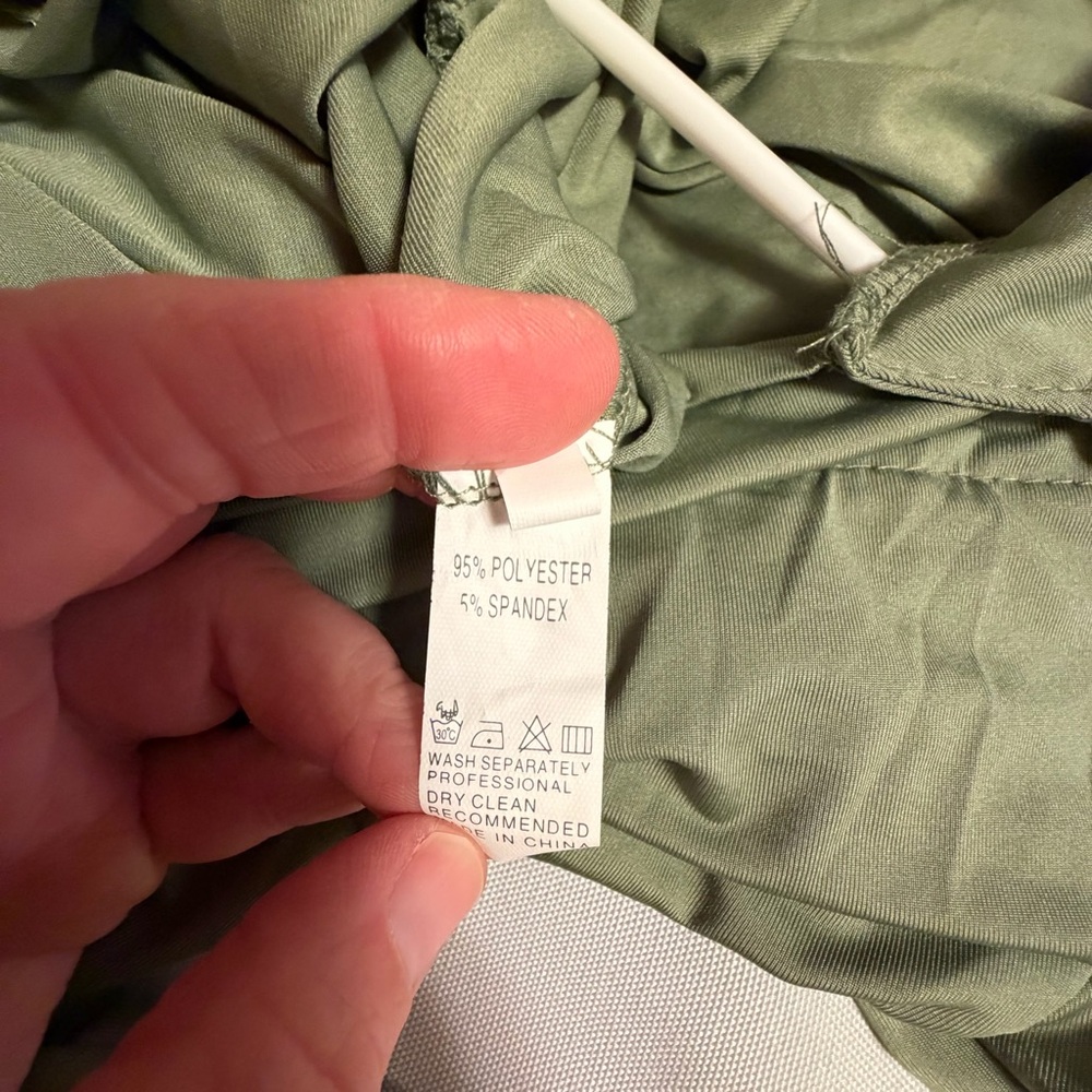 Olive Green Long-Sleeve Twist Front Jumpsuit - Picture 4 of 6